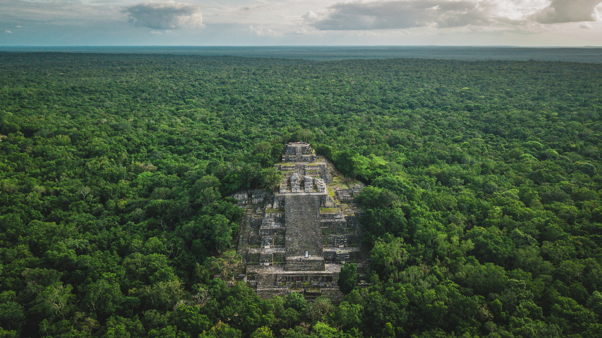 Aerial view of the pyramid, Calakmul, Campeche, Mexico